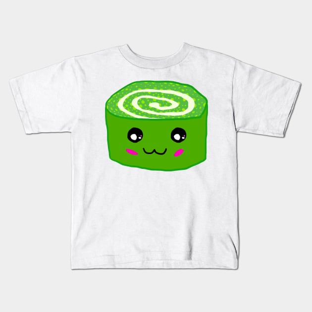 Cute matcha cake roll design Kids T-Shirt by leiriin